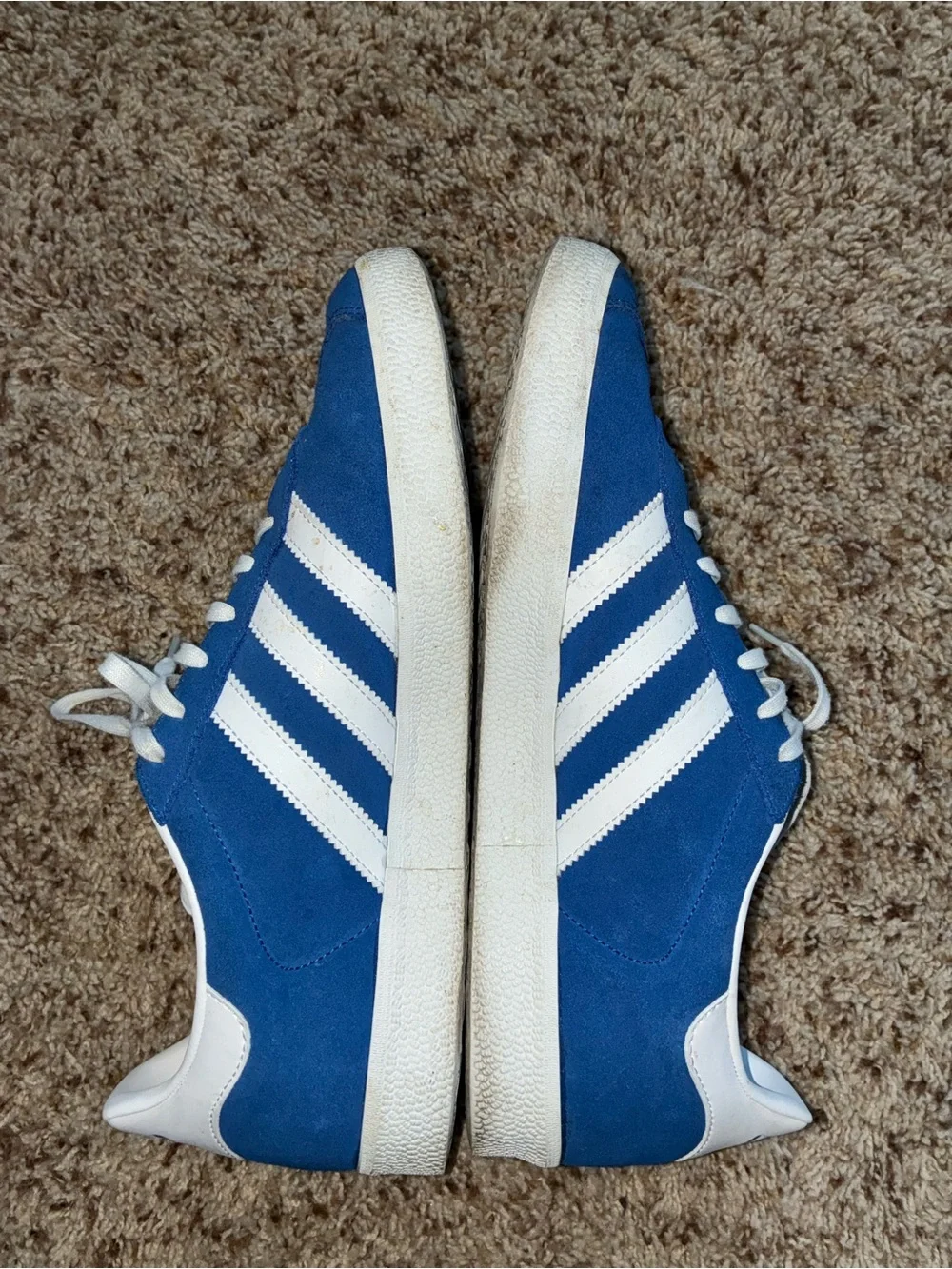 adidas Blue Suede Low-Top Sneakers with White Stripes